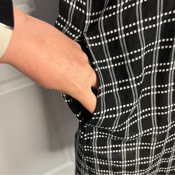 Eileen Fisher Organic Linen Black and White Plaid Dress Size Medium - Picture 5 of 8